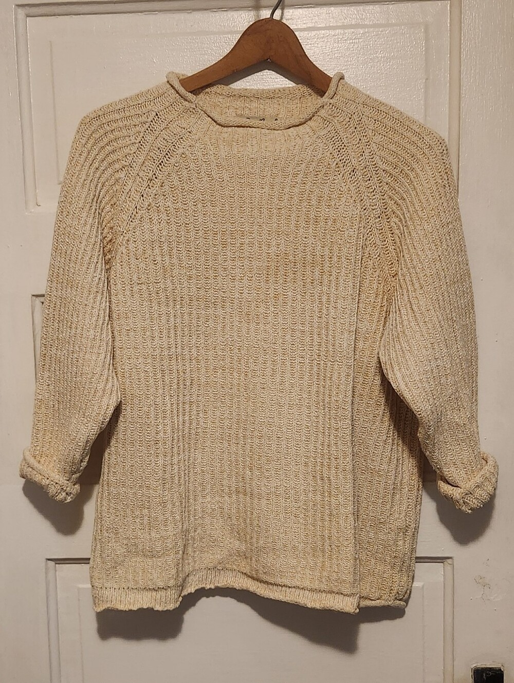 Vintage Eddie Bauer Cream Ribbed Crewneck Sweater